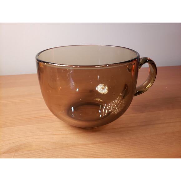 Vintage Lot (6) Luminarc France Jumbo Eclipse Mug 20 oz - Amber Glass Cup 600 ml - Picture 3 of 6